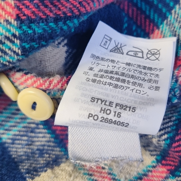 J Crew Flannel Shirt Womens Size 0 Plaid‎ 100% Cotton Blue Pink Cozy Classic - Picture 5 of 9